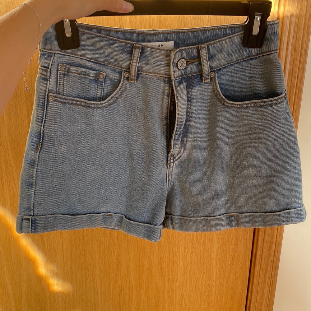 Light wash, high waisted jean shorts